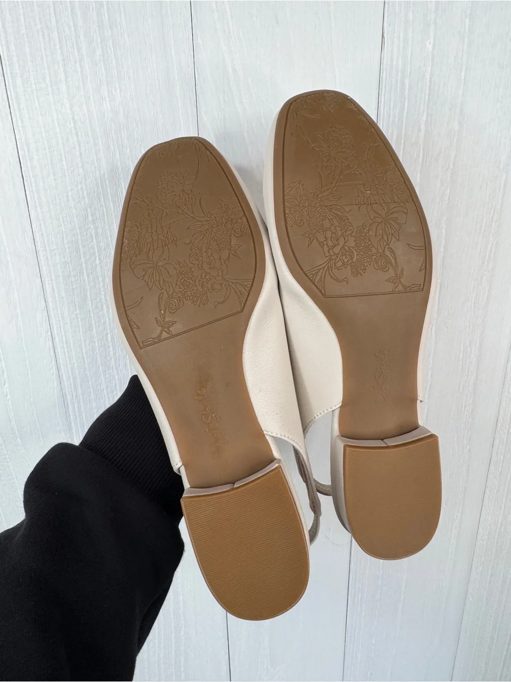 Life Stride Cream Slingback Flats - Women's Soft Leather-Look